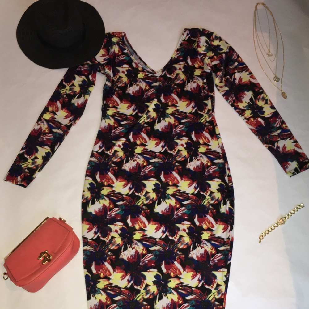 Multi- Colored Body Con Maxi